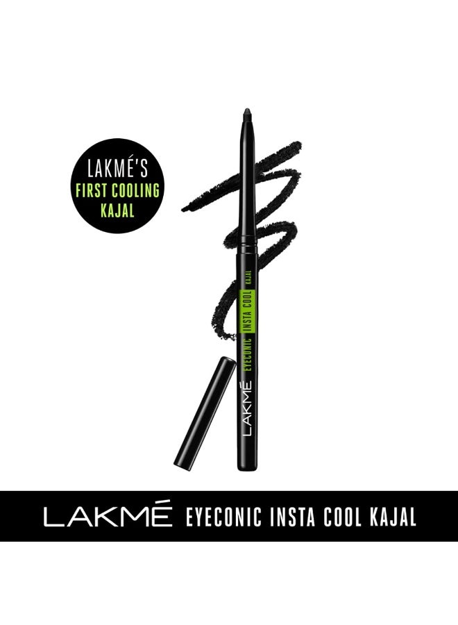 LAKME LAKMÉ Eyeconic Insta Cool Kajal, Black, Cooling Kohl Liner With Cucumber, Twist Up Pencil - Waterproof, Smudge Proof & Long Lasting Eye Makeup, Glossy, 0.35 G (Pack Of 2) - Image 3